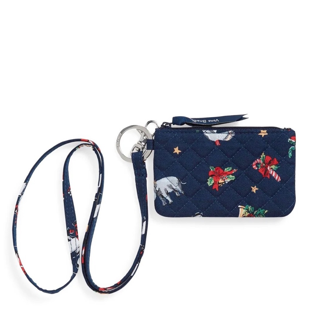 Vera Bradley nwt Christmas holiday Snow Globe Motifs zip id lanyard